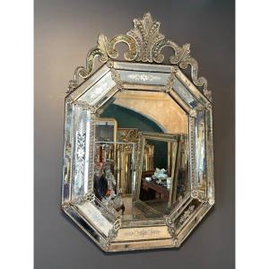 19th Century Venetian Mirror Mercury Glasses 110 X 73 Cm