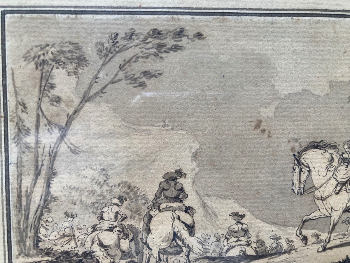 Soldiers On Horseback. Francois Hubert (1744-1809). French School.-photo-2