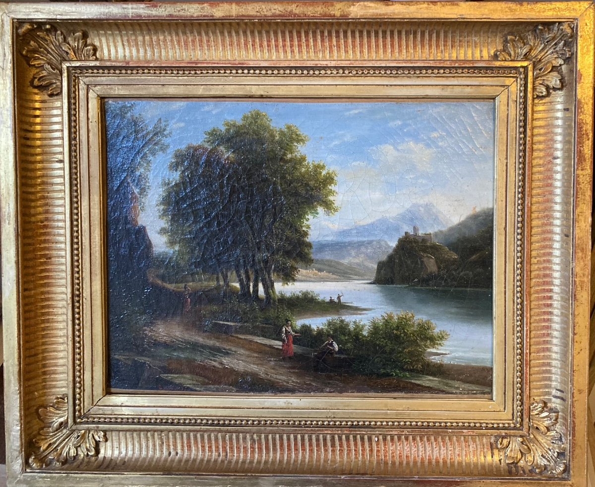 Animated Classical Landscape From The Middle Of The XIXth Century. Signed?.
