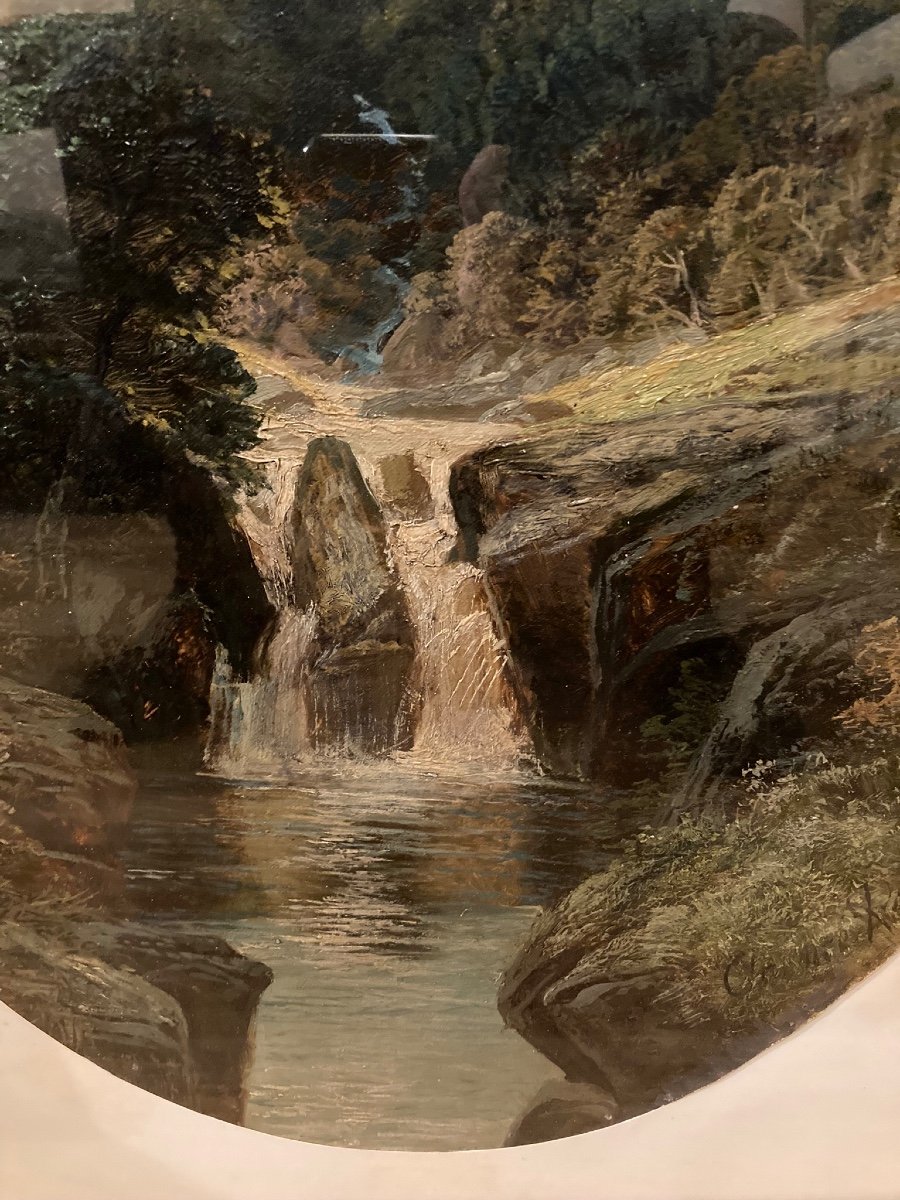 Landscape Of Scotland With Waterfall. Clarence Roe. Nineteenth Century.-photo-2