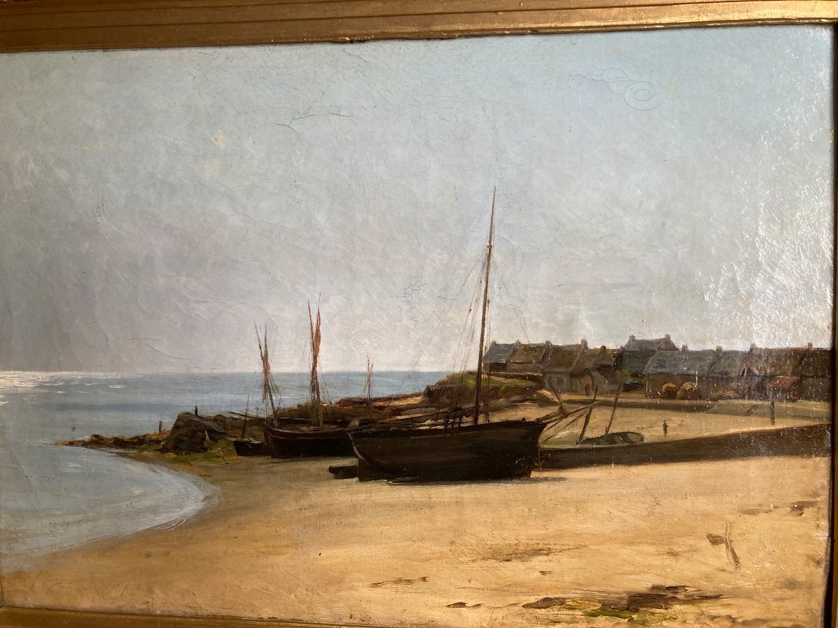 Calm Morning On A Small Breton Port. Eugene Tanguy. (1830-1899).-photo-2