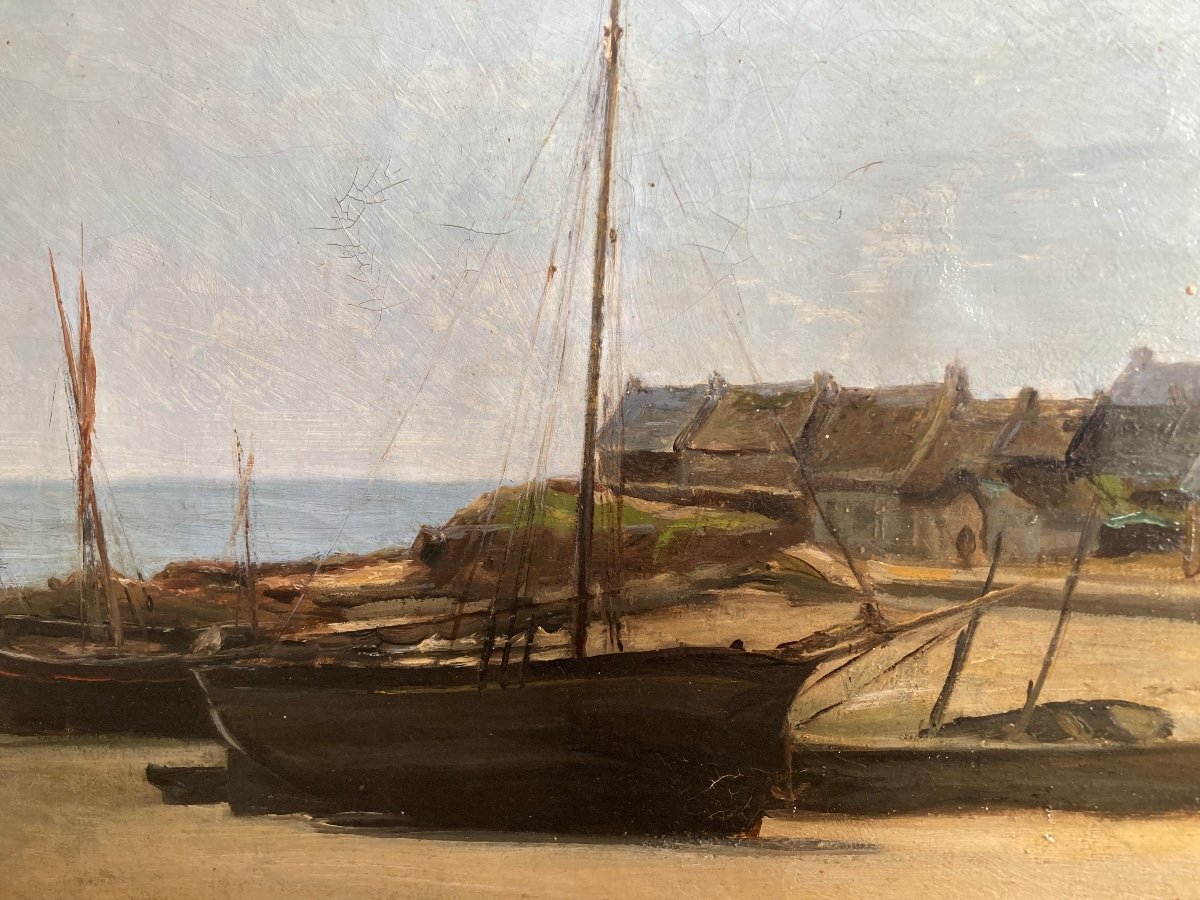 Calm Morning On A Small Breton Port. Eugene Tanguy. (1830-1899).-photo-1