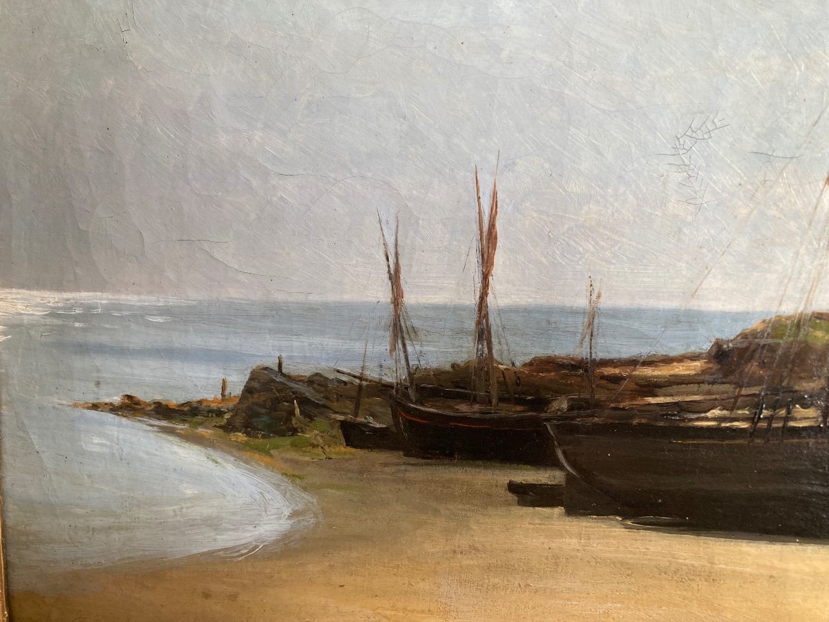 Calm Morning On A Small Breton Port. Eugene Tanguy. (1830-1899).-photo-2