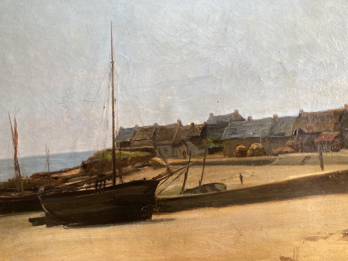 Calm Morning On A Small Breton Port. Eugene Tanguy. (1830-1899).-photo-3