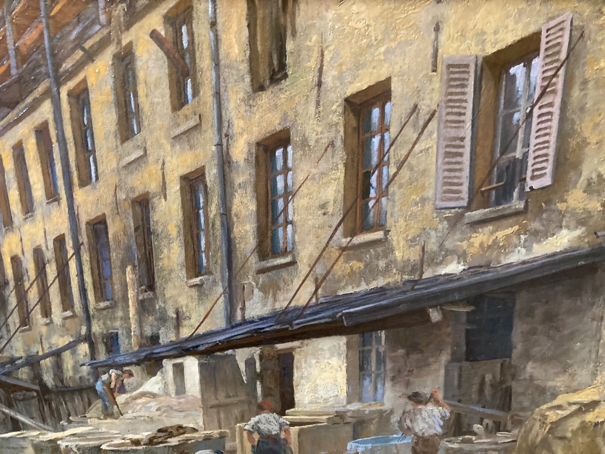 Tanneries Sur La Bievre Aux Gobelins à Paris. Ernest Millard. (1872-1946 ). école Française.-photo-4