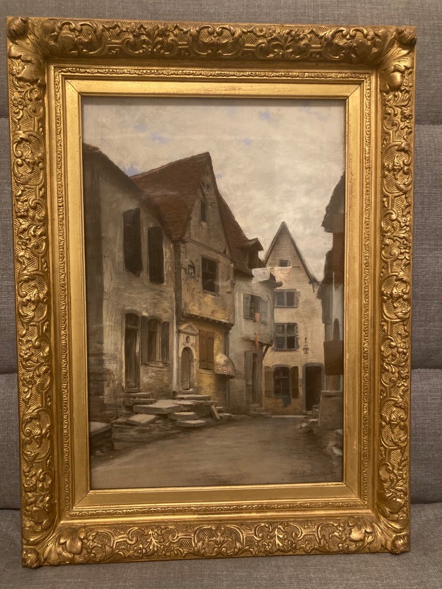 Pastel By Albert Durand. Alley Streets In Fougères.-photo-7