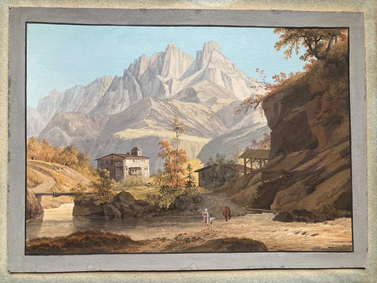 Gouache Late 18th Century, * View Of The Eguille De Varens, From Salenche *-photo-2