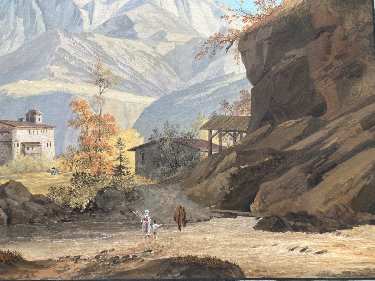 Gouache Late 18th Century, * View Of The Eguille De Varens, From Salenche *-photo-3