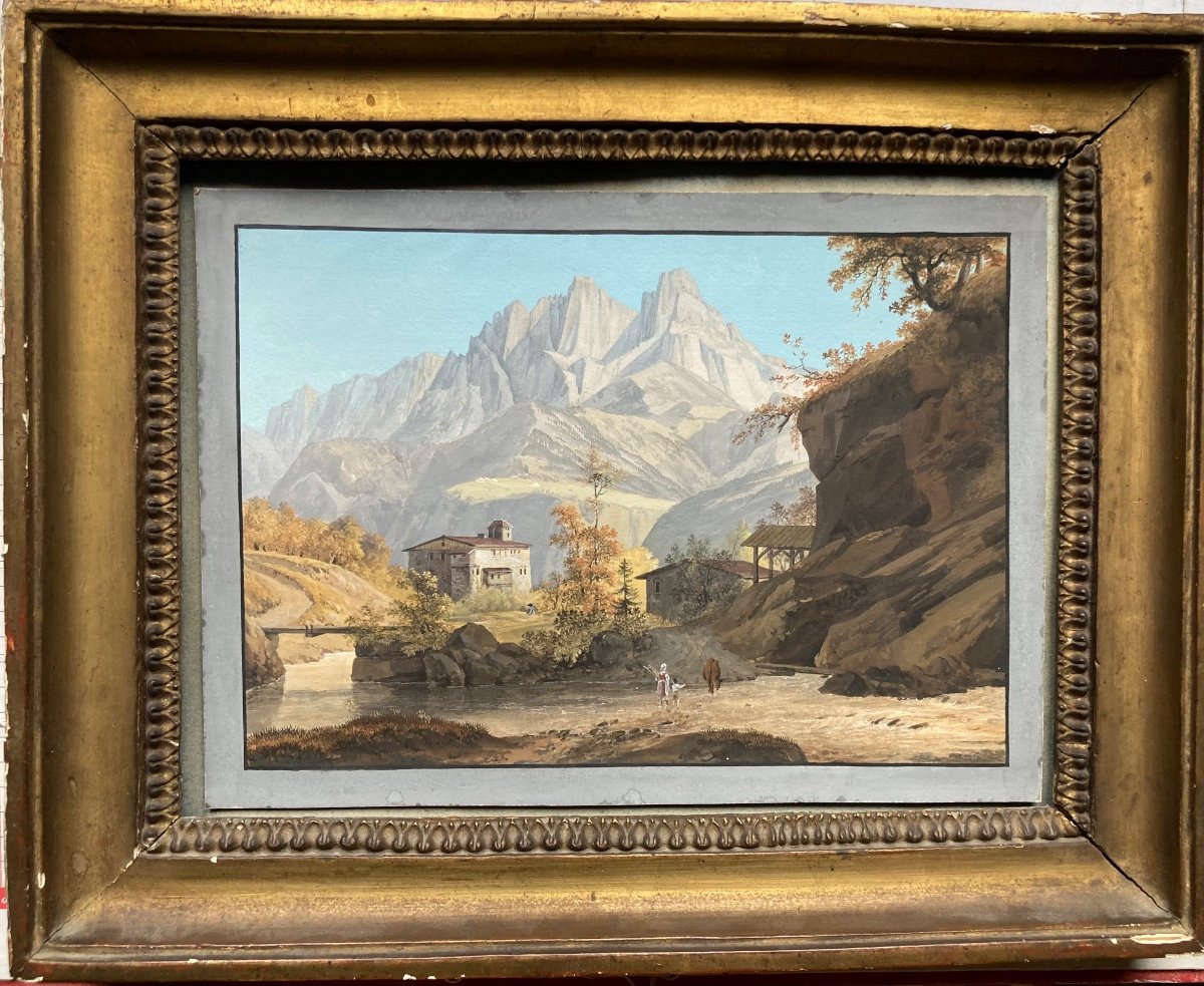 Gouache Late 18th Century, * View Of The Eguille De Varens, From Salenche *-photo-8