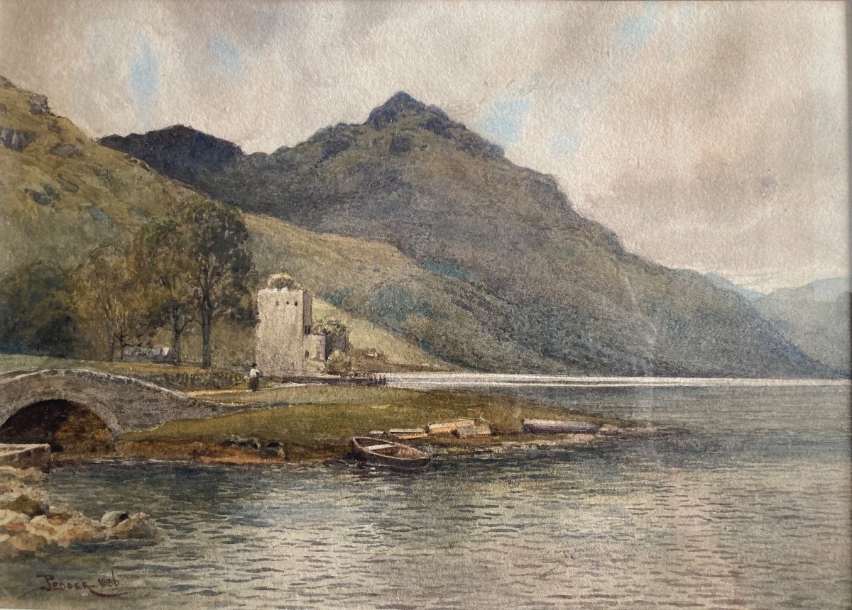 Landscape Of The United Kingdom. Watercolor By John Pedder (1850-1929).