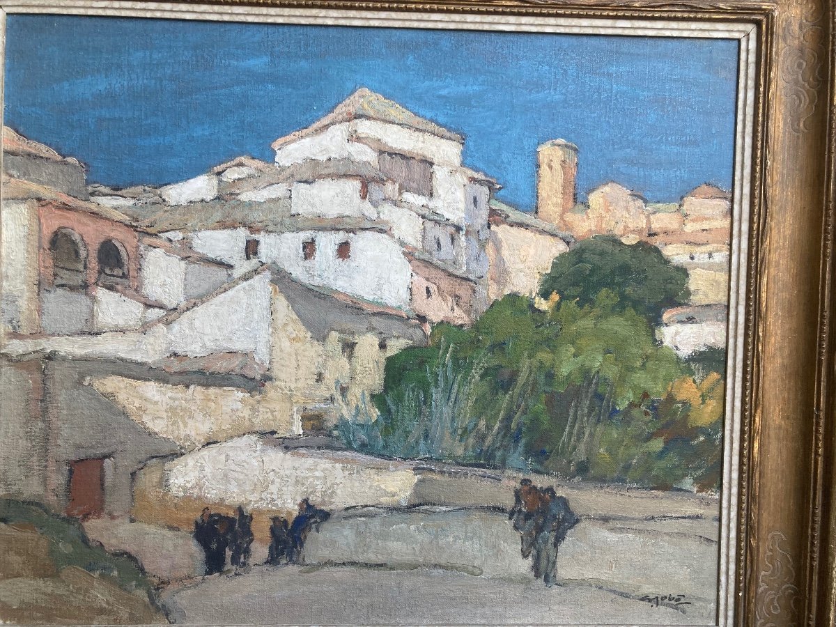 Toledo. Oil On Canvas By Georges Gobo. (san Francisco 1876- Rézé 1958).-photo-2