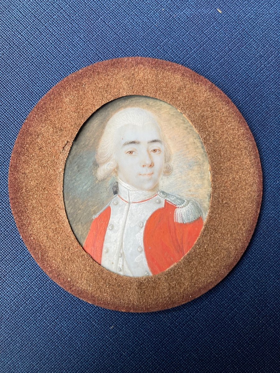 18th Century Miniature. Portrait Of A Military Man.-photo-2