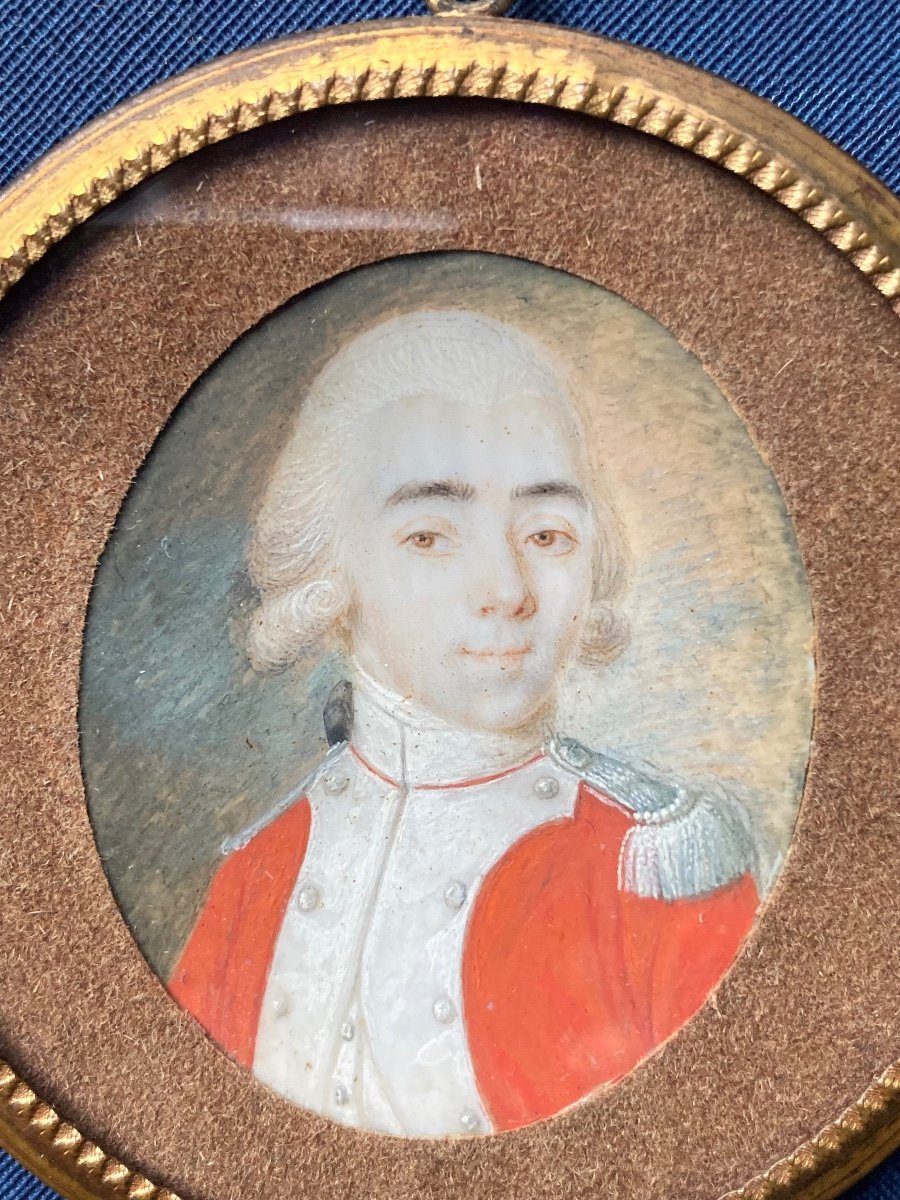 18th Century Miniature. Portrait Of A Military Man.-photo-2