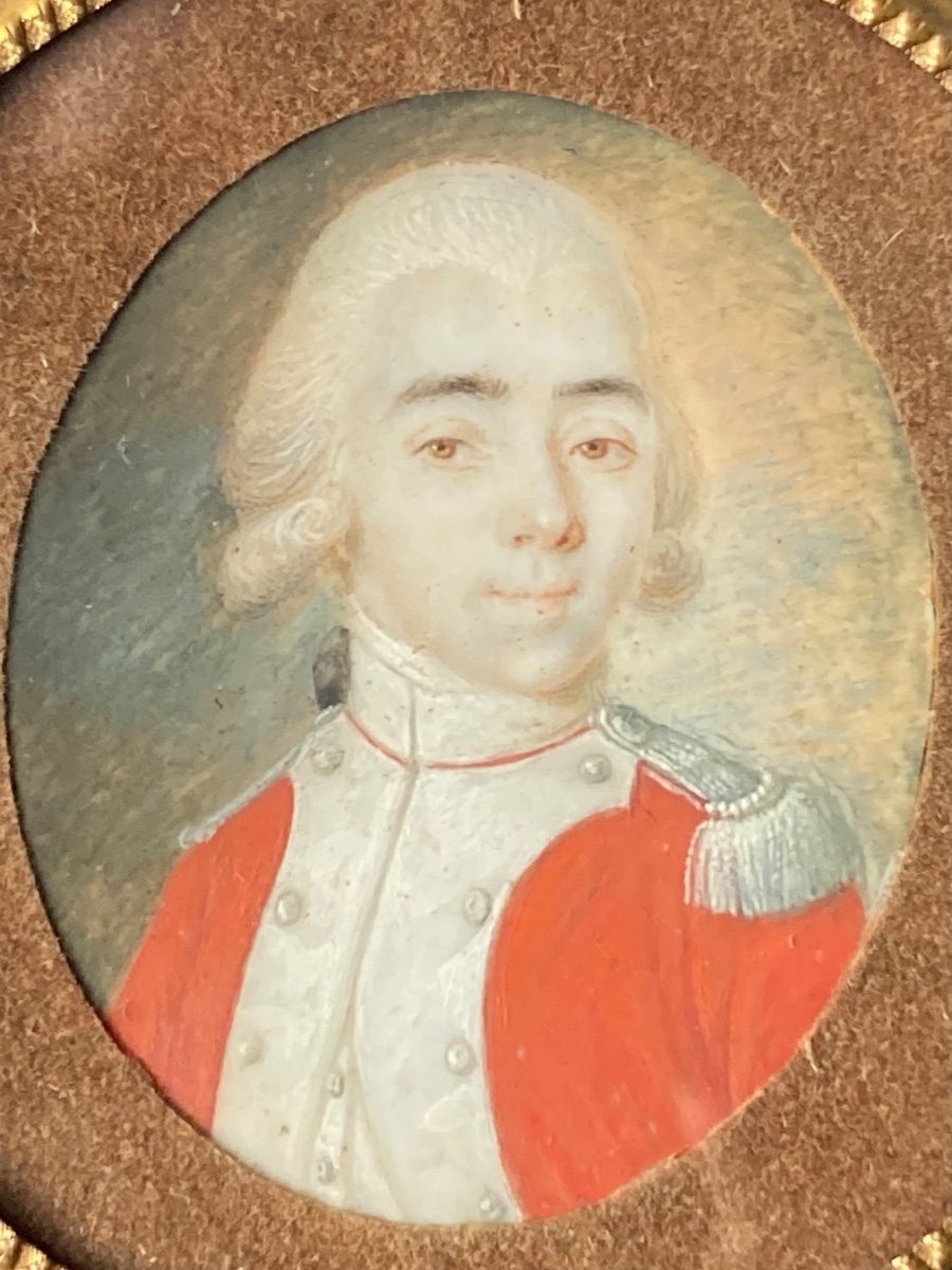 18th Century Miniature. Portrait Of A Military Man.-photo-3