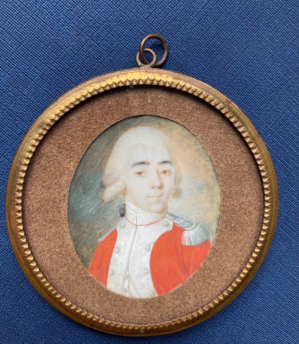 18th Century Miniature. Portrait Of A Military Man.-photo-4