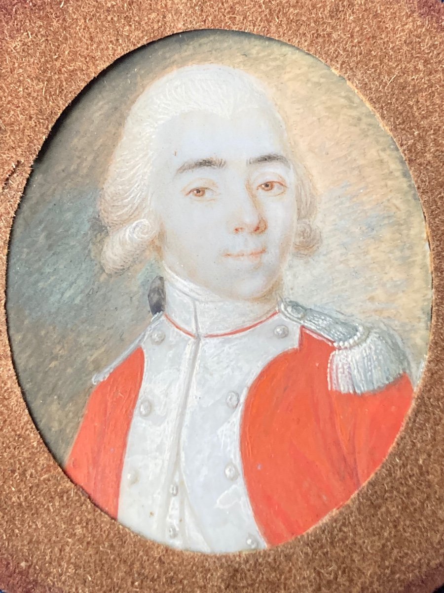 18th Century Miniature. Portrait Of A Military Man.-photo-5