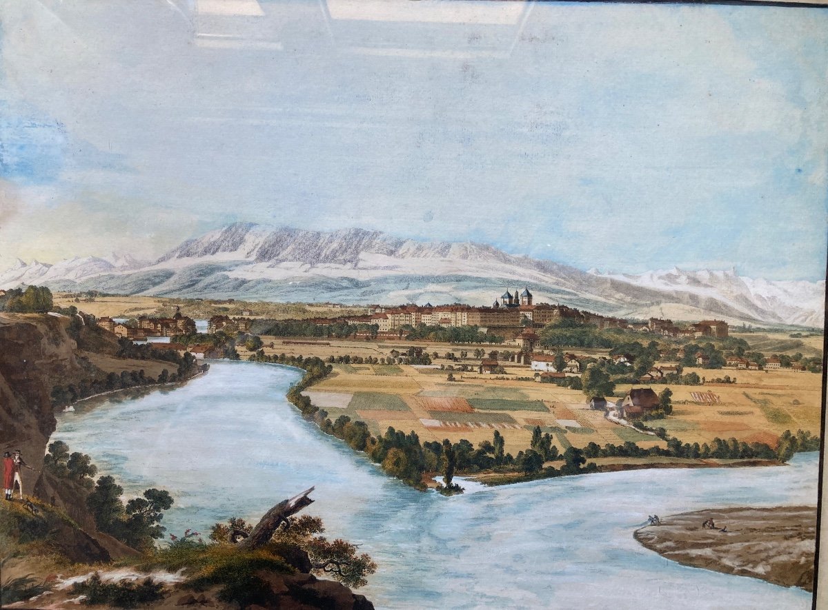 Jean-antoine Linck. (1766-1843). View Of Geneva And The Junction Of The Arve With The Rhone. Print.-photo-2