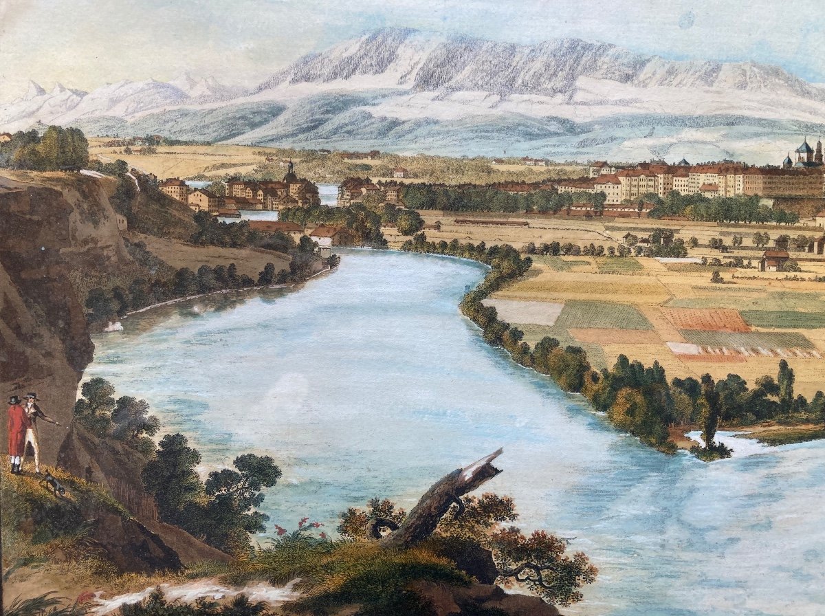 Jean-antoine Linck. (1766-1843). View Of Geneva And The Junction Of The Arve With The Rhone. Print.-photo-4