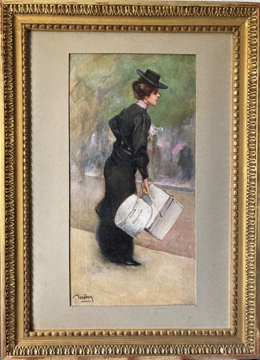  Carlo Wostry.shopping On The Boulevards.19th Century Impressionist. -photo-5