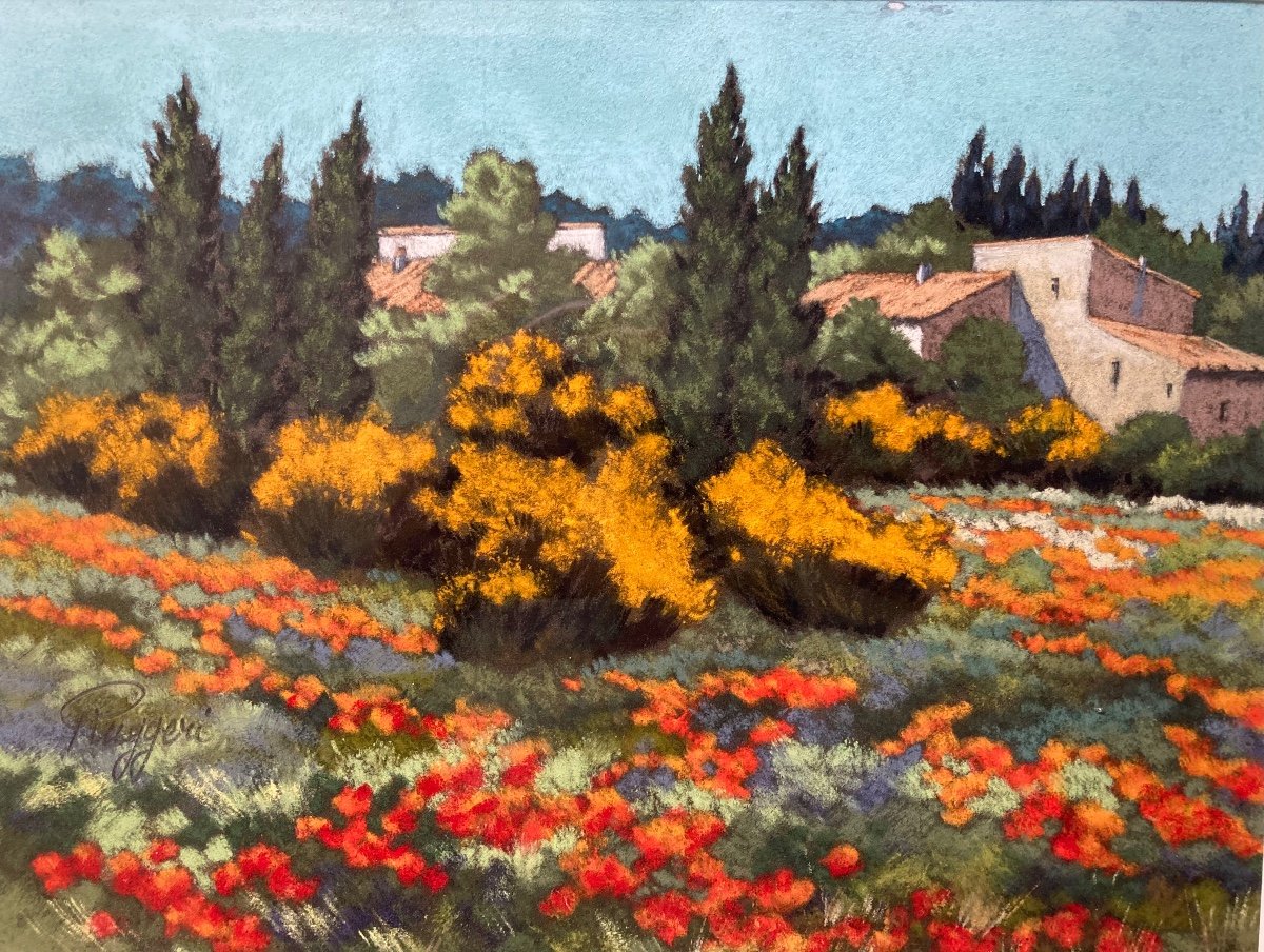 Anne-marie Ruggeri. Paysage Provençal.xxeme Siècle.-photo-3