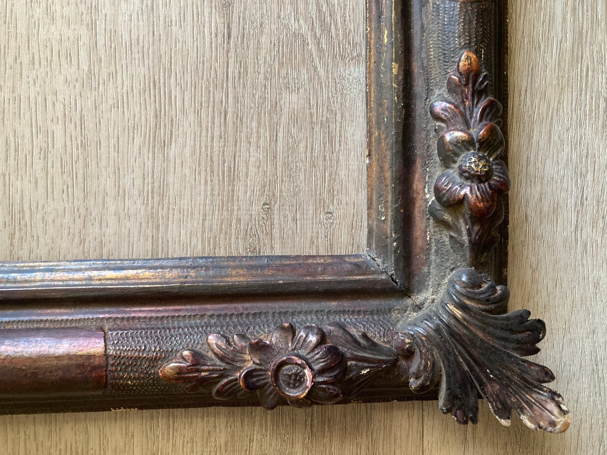 18th Century Frame In Finely Carved Gilded Wood.-photo-4