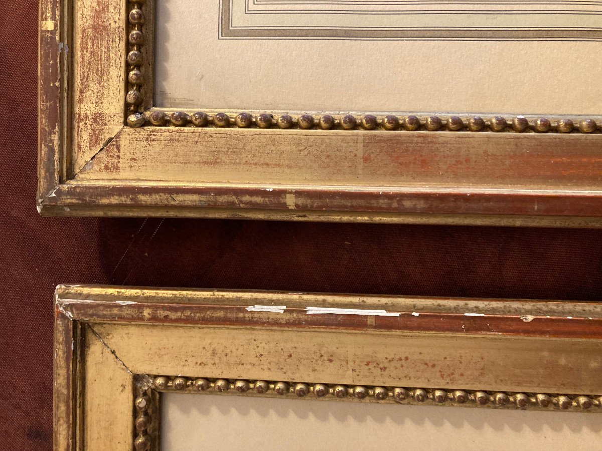 Pair Of 19th Century Louis XVI Style Gilded Wood And Stucco Frames. -photo-2