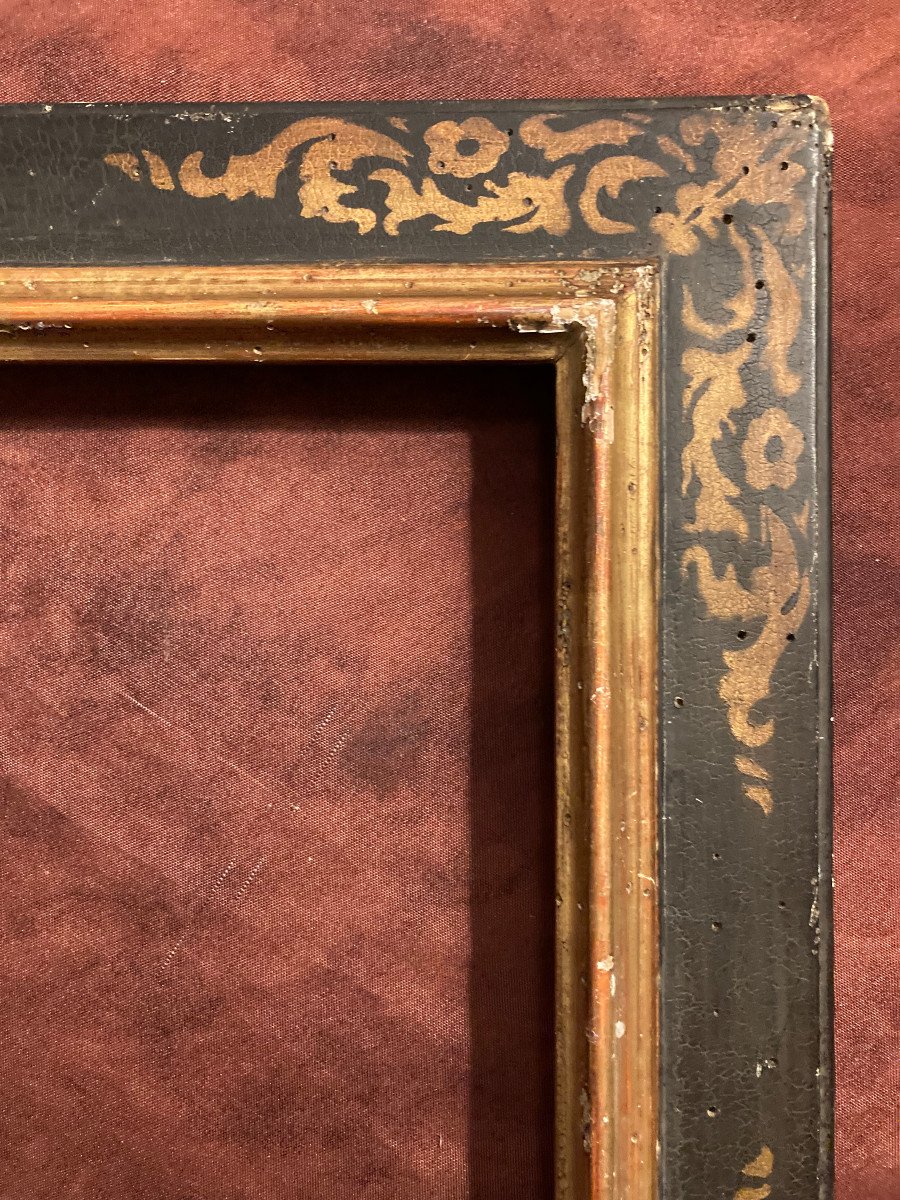 17th Century Style Blackened And Gilded Wooden Frame. 20th Century.-photo-5