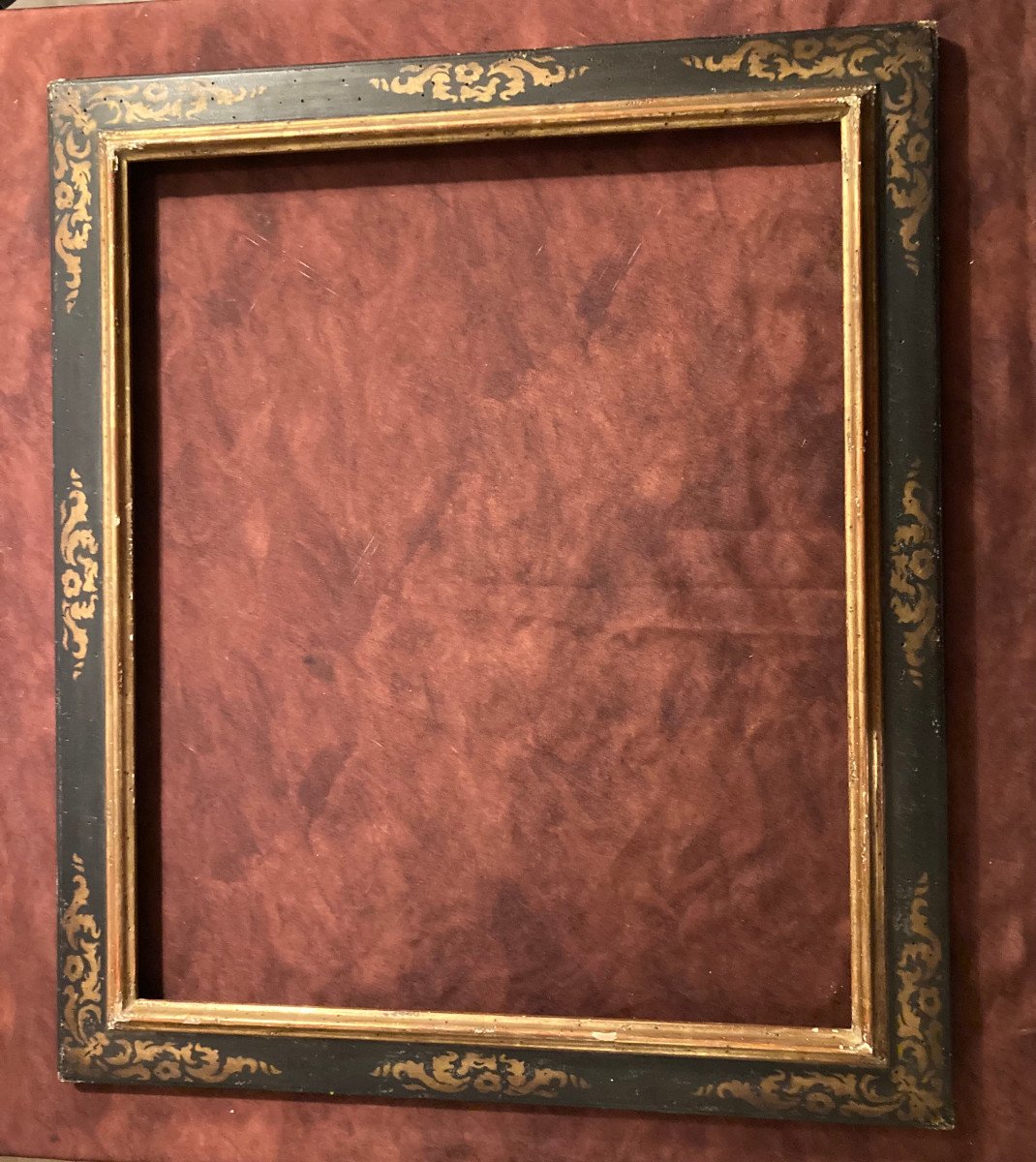 17th Century Style Blackened And Gilded Wooden Frame. 20th Century.