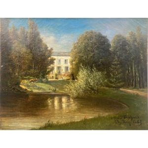 La Maison Dans Le Parc. Ch. Rey 1865. Huile Sur Toile.