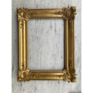 19th Century Frame In Wood And Golden Stucco. Perfect Condition.