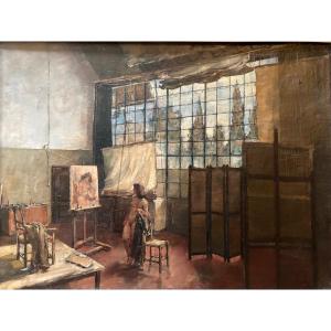 The Model In The Painter's Studio. German School? Signed, Dated 41.