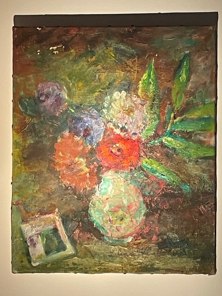 Huile Sur Toile Bouquet De Fleurs Lilian Whitteker 1881 -1979-photo-2