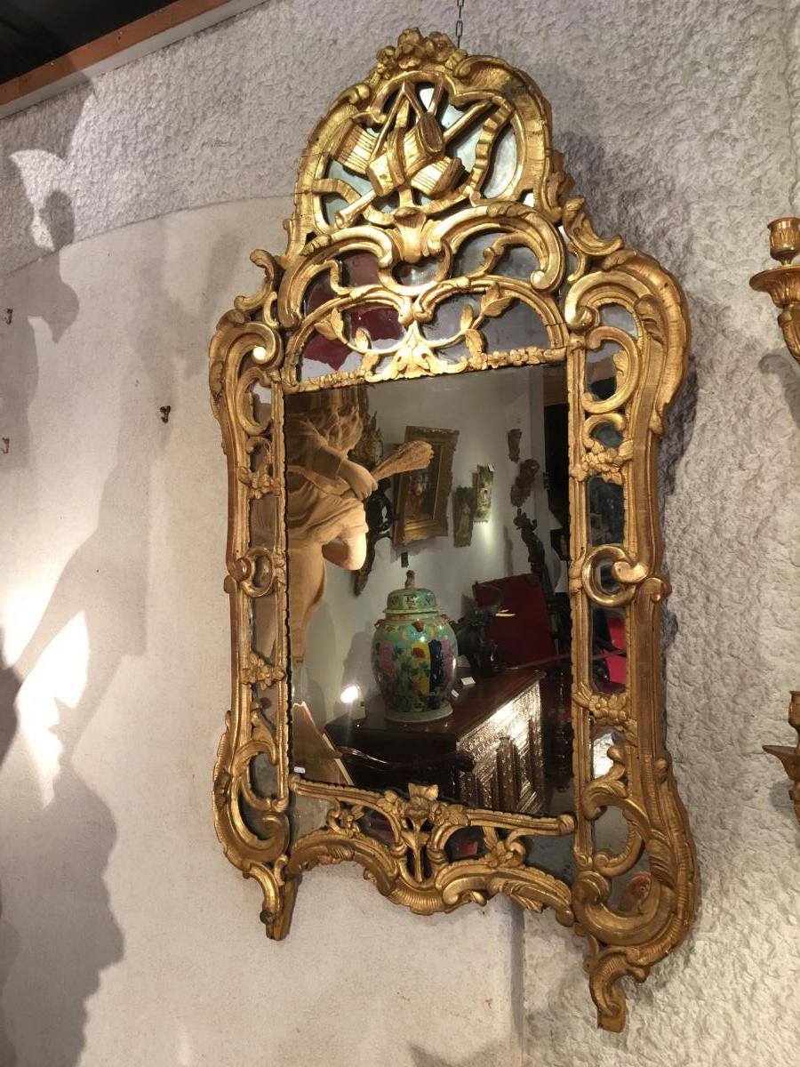 "xviii Century Provençal Mirror In Golden Wood"