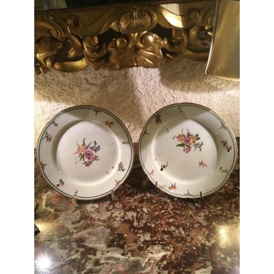 "plates Pair Of Porcelain, Paris End XVIII"