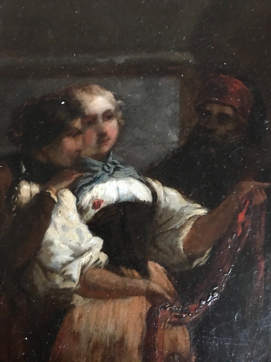 Superb Orientalist Painting "at The Fabric Merchant" Signed Around 1880-photo-3