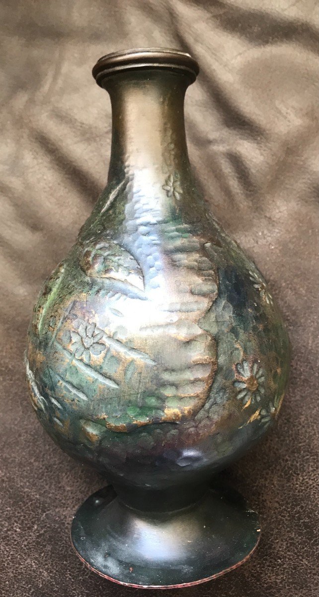 Very Rare Brassware Vase 1900 Bastet Lyon Lyon School-photo-4