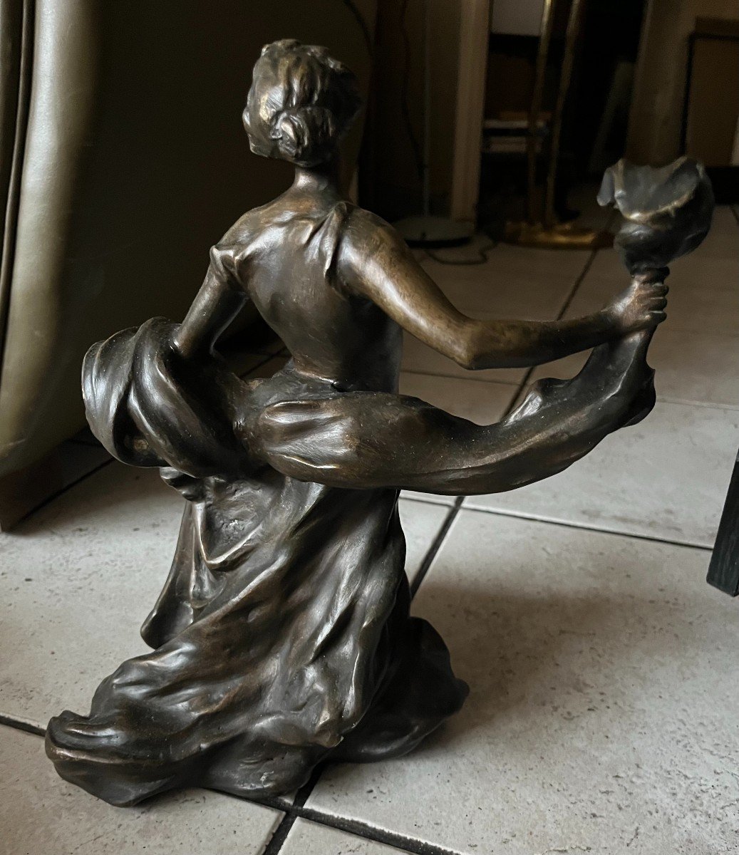 Rare Art Nouveau Bronze 1900 "loie Fuller" Signed-photo-3