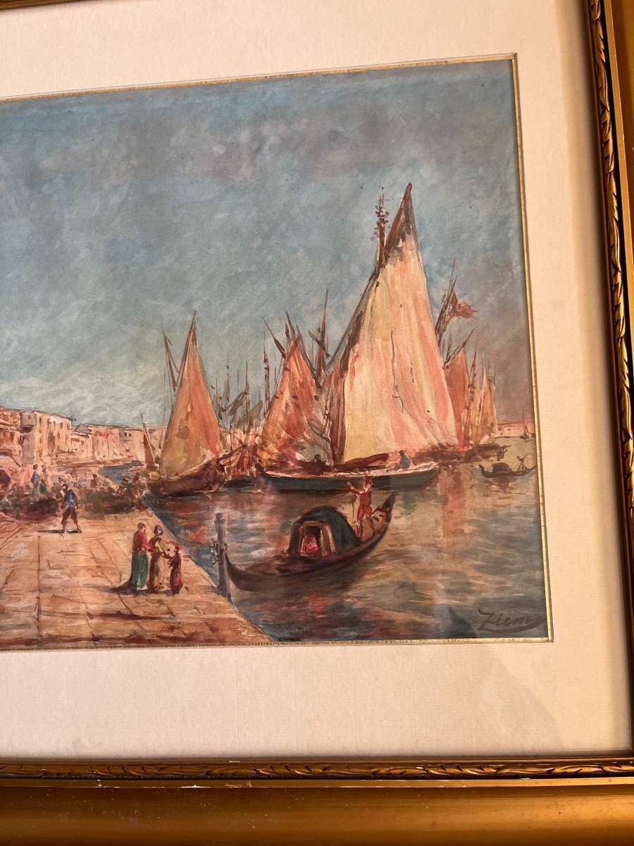 Félix Ziem (1821-1911): Watercolor “venice”-photo-3