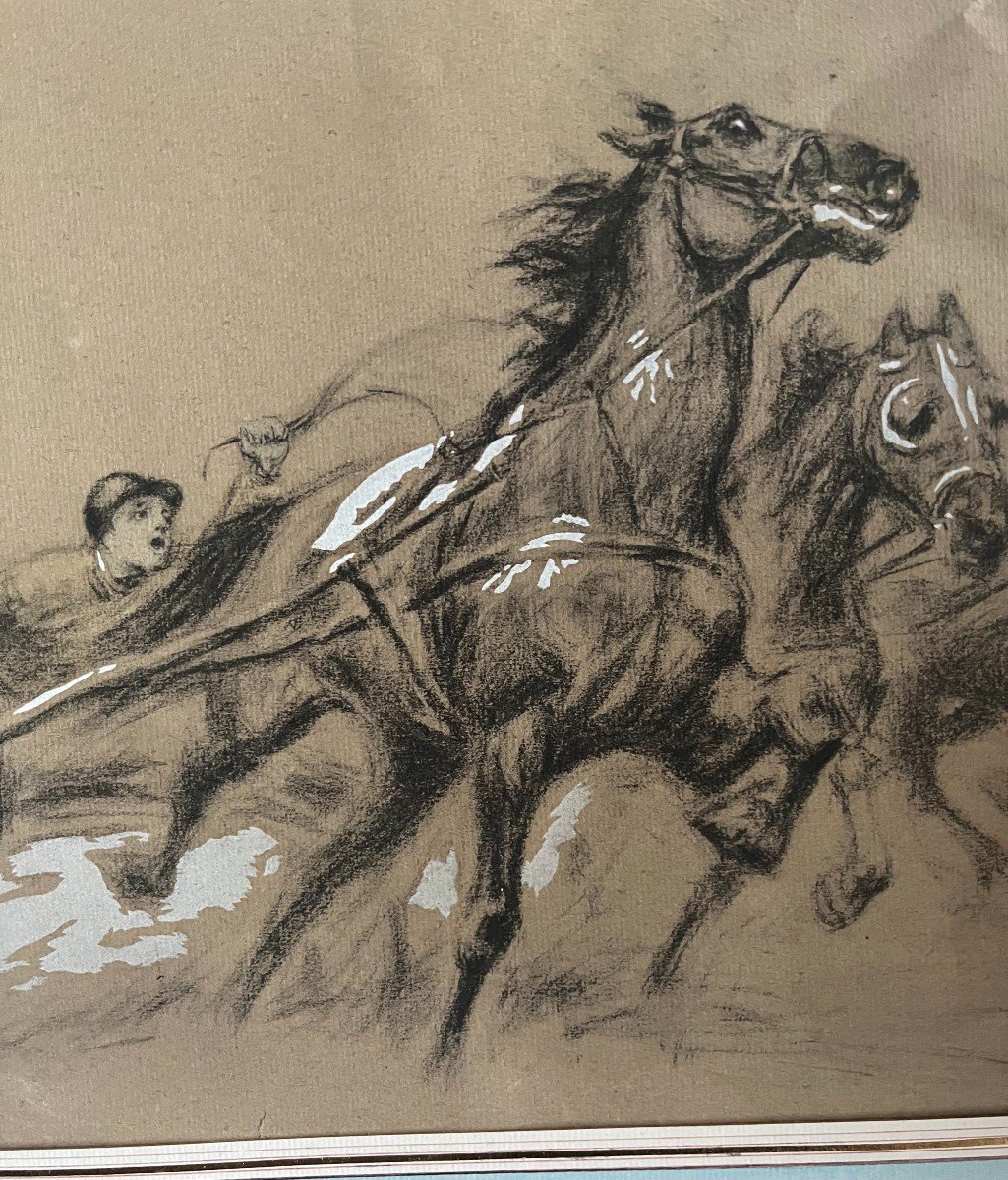 2 dessins " course de chevaux" Henri VINCENT-ANGLADE (1876-1956)  1920 -photo-2