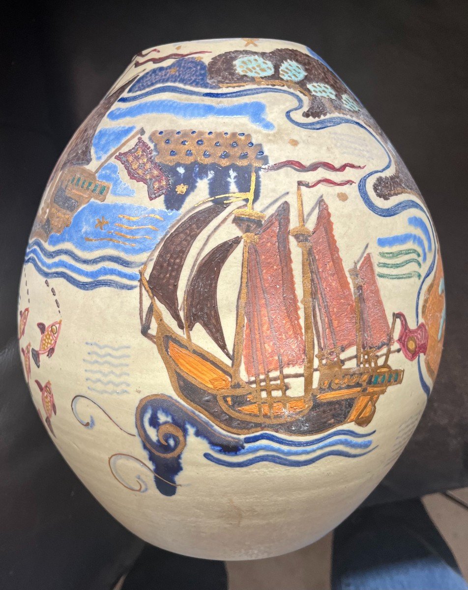 Somptueux vase AFRICANISTE KERVELLA  Henriot Quimper école bretonne-photo-4