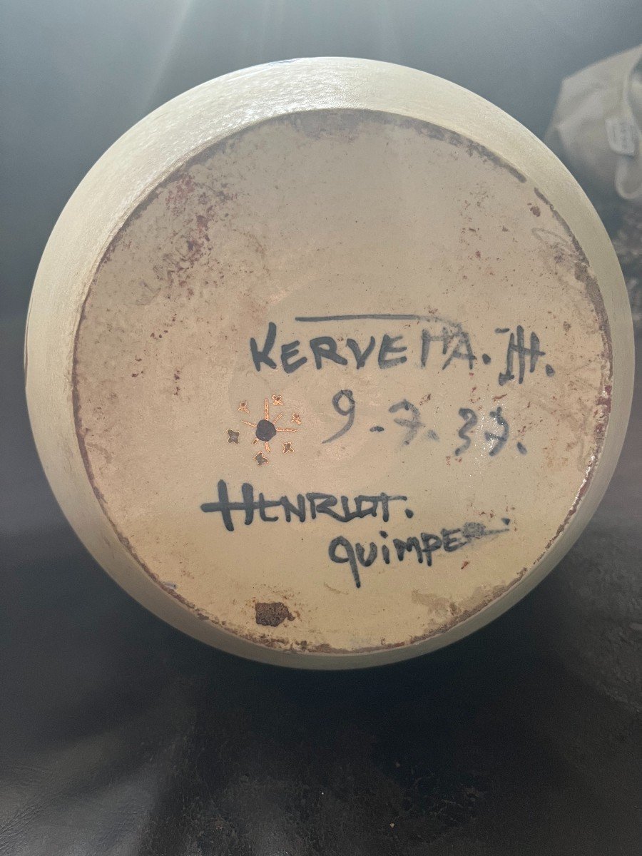 Somptueux vase AFRICANISTE KERVELLA  Henriot Quimper école bretonne-photo-2