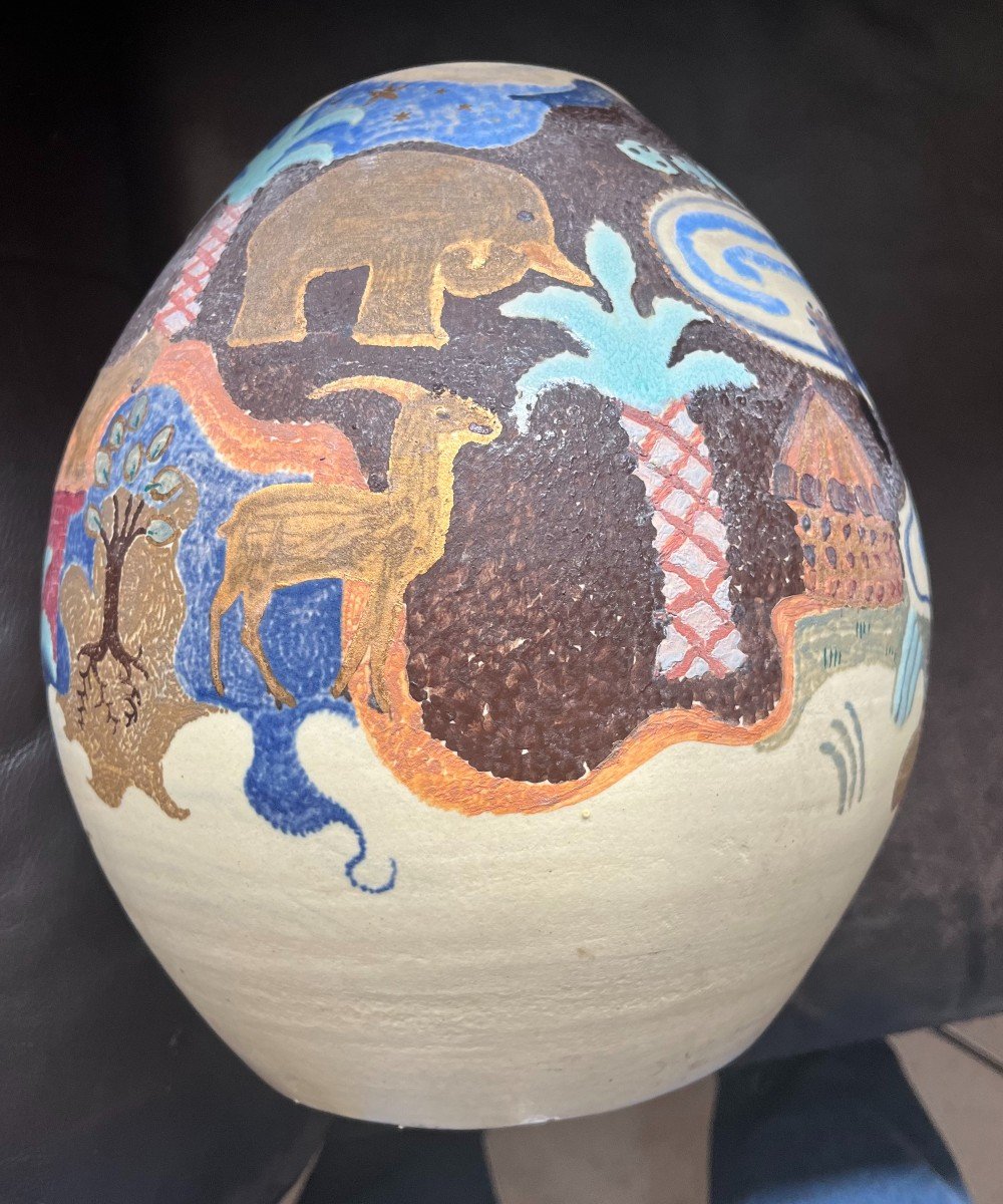 Somptueux vase AFRICANISTE KERVELLA  Henriot Quimper école bretonne