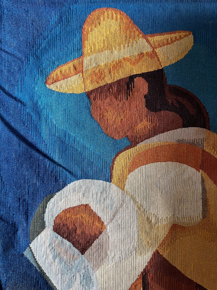 Genuine Louis Toffoli Tapestry (1907-1999) In Wool Handmade Atelier Four-photo-2