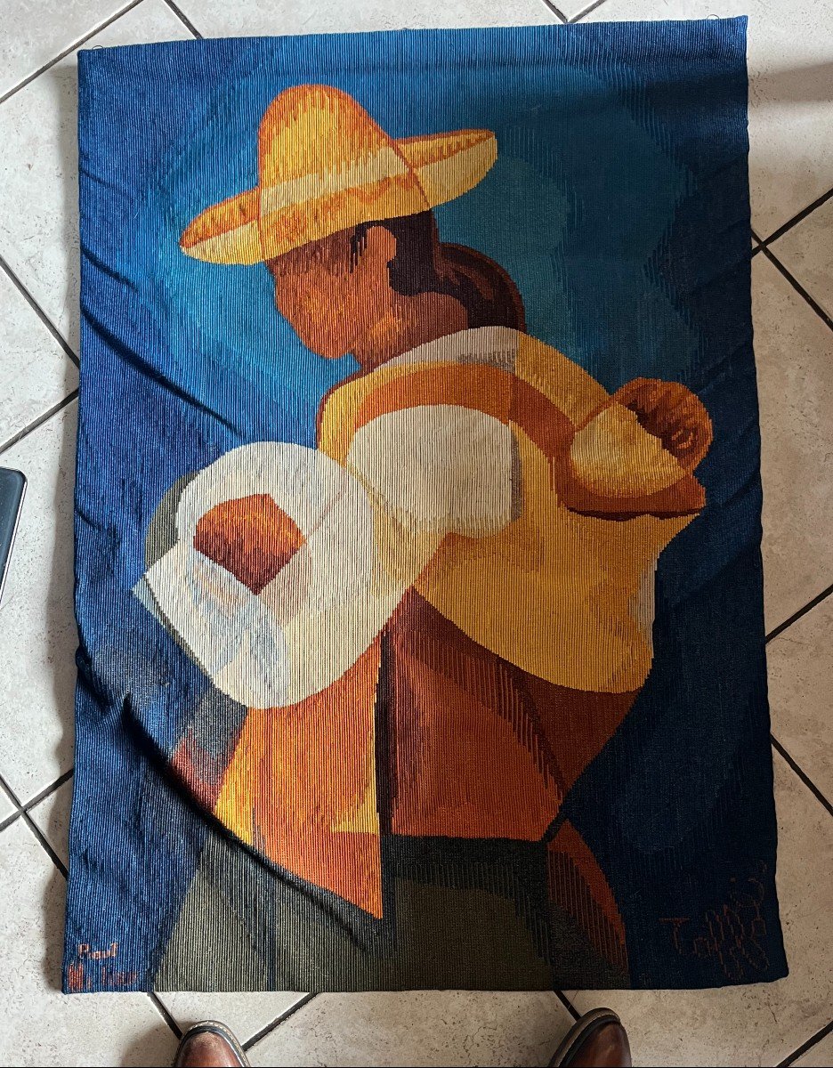 Genuine Louis Toffoli Tapestry (1907-1999) In Wool Handmade Atelier Four