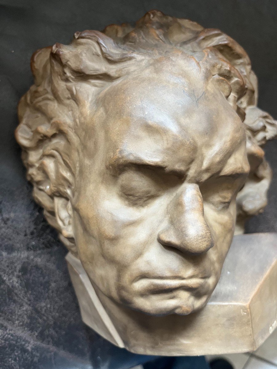 Bernard Milleret (1883-1957) And Manufacture Nationale De Sevres "head Of Beethoven" Stoneware-photo-2