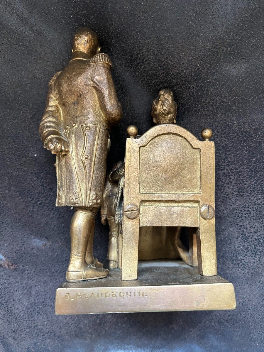 Rare Bronze Family Napoleon Bonaparte 19th Century Signed Beaudequin Unique Copy-photo-4