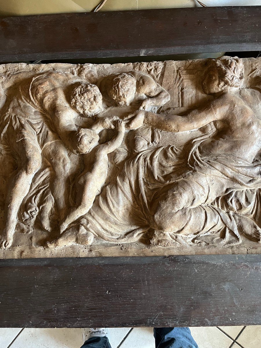 Important Bas Relief  Terre Cuite 18 -ème -photo-1