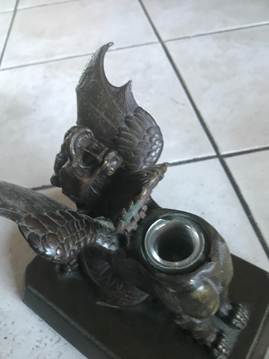Superb And Rare Neo Gothic Bronze 1880 Signed A Leonard Chimère-photo-4