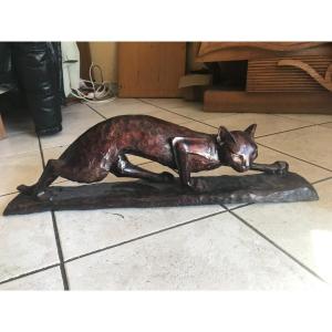 Superb Cubic Wooden Cat 1930 Signed