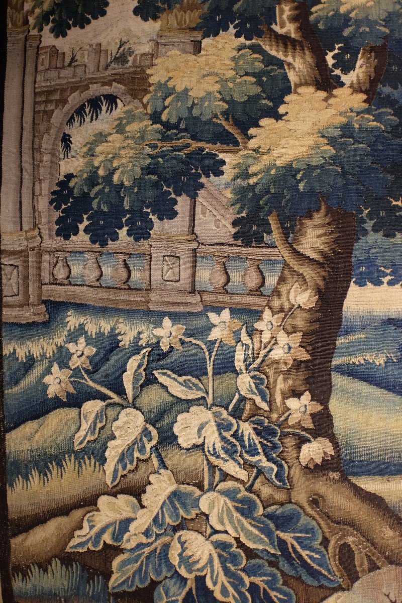 Tapisserie Aubusson Verdure  avec un port d'époque Louis XV-photo-8